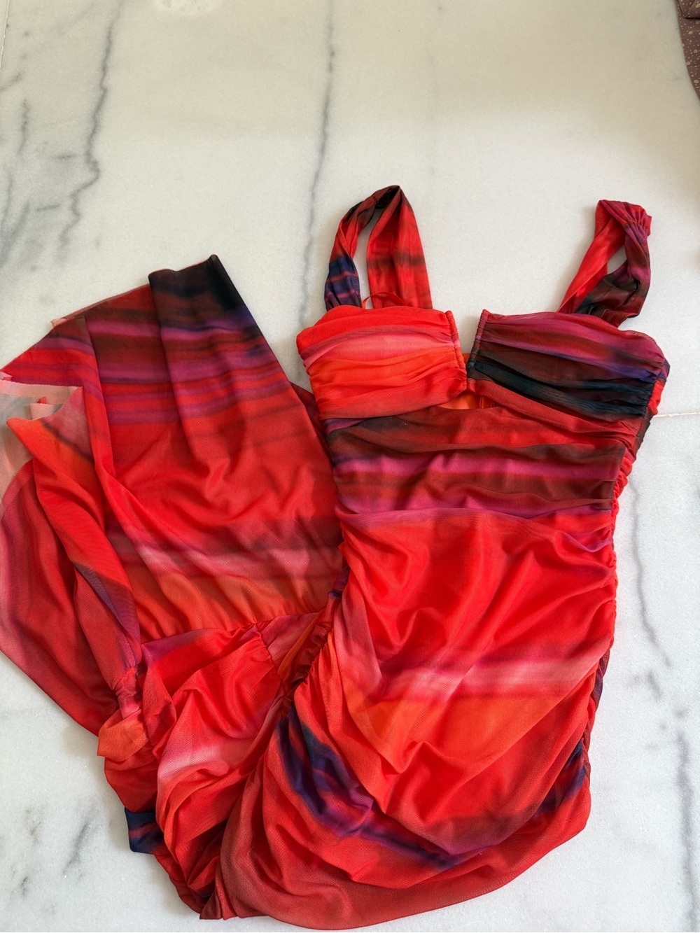 California southern style Vibrant Red-Pink Ombre Sleeveless Maxi Dress